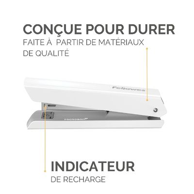 Fellowes - Agrafeuse LX820 blanche avec Microban® - capacité de 20 feuilles - pleine bande