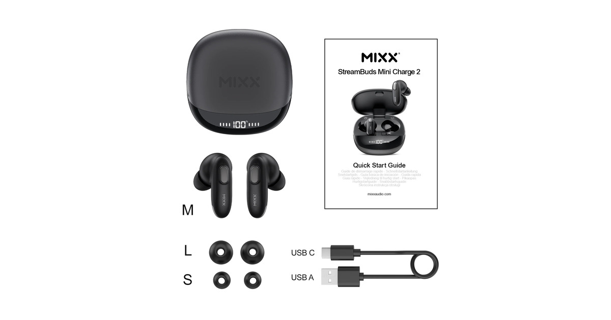 MIXXStreamBuds Mini Charge 2 True Wireless Earbuds in-ear oortjes  (Zwart)