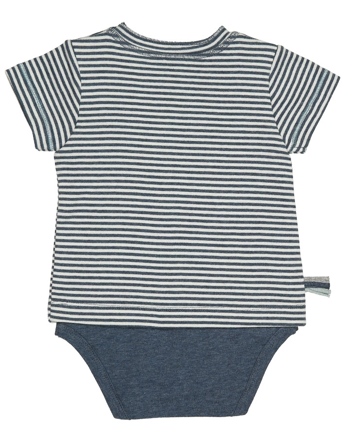 Kurzarm-Bodyshirt KUTAY gestreift in indigo melange