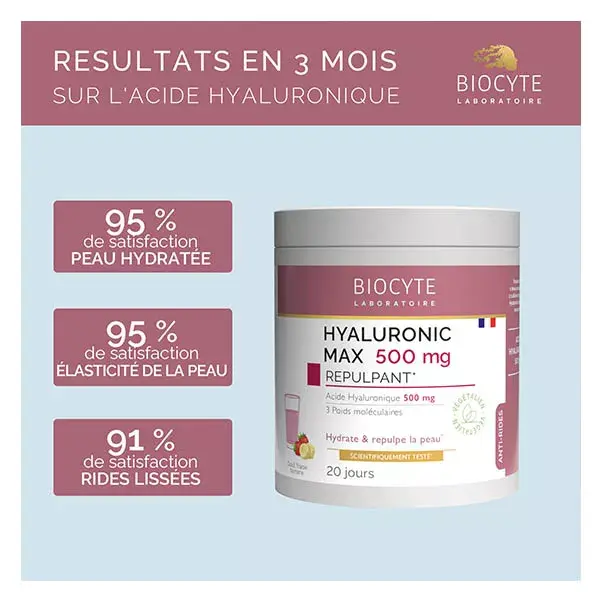 Biocyte Hyaluronic Max Acide Hyaluronique Anti-Âge Repulpant Poudre 500mg