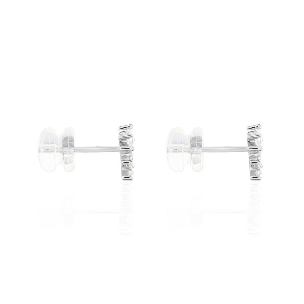Boucles D'oreilles Puces Kyoto Or Blanc Oxyde De Zirconium