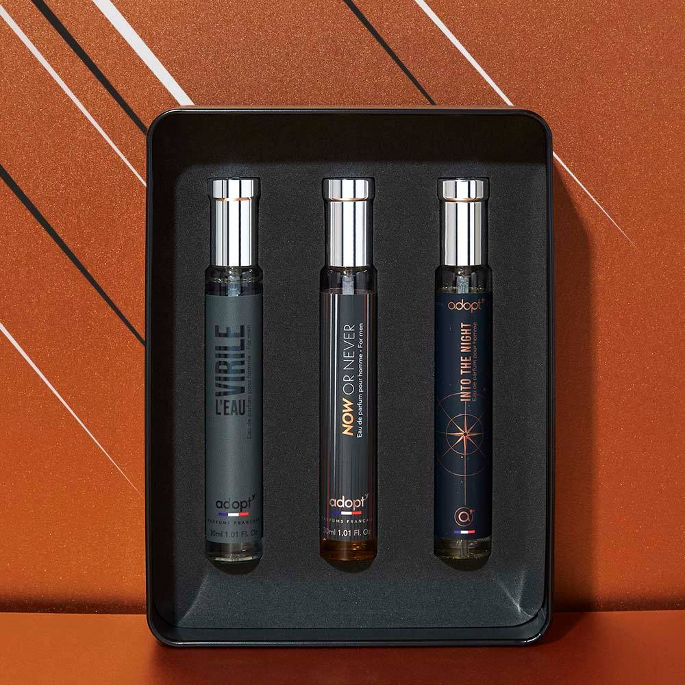 Le trio pour lui - Coffret en métal 3 eaux de parfum Now or never + L'eau virile + Into the night