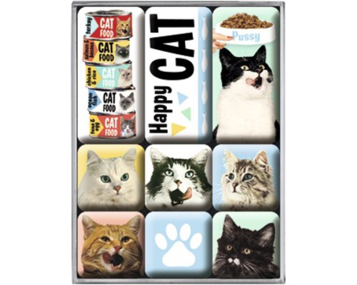 Happy Cats decoratieve magneetset, 7 stuks, 9,3 x 2 cm