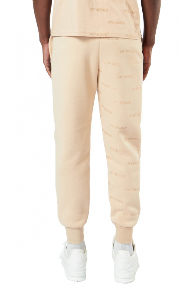 My Brand All Over Embroidery Joggingbroek Heren Beige