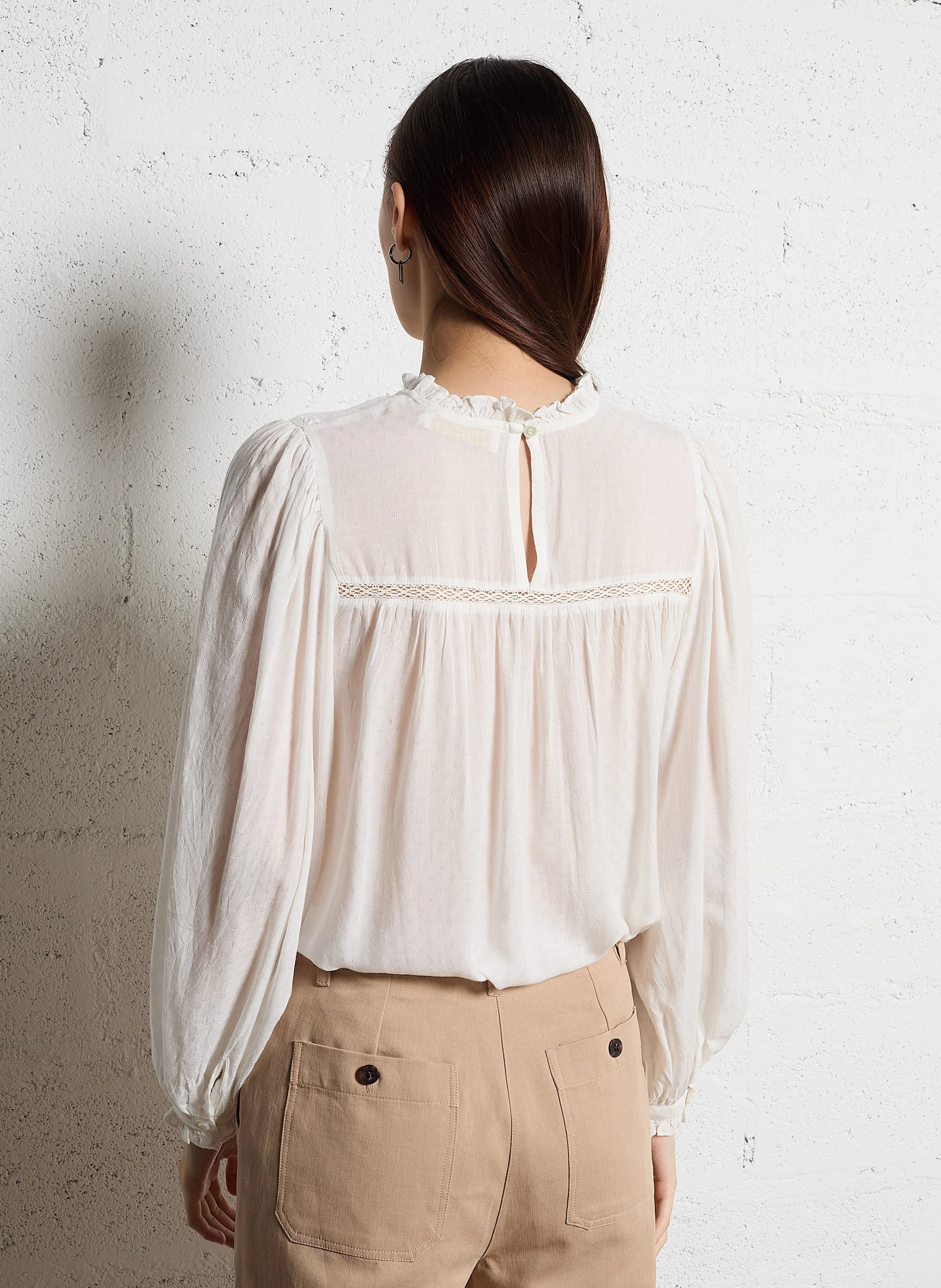 BIRSEN - Blouse droite à dentelle | Blanc