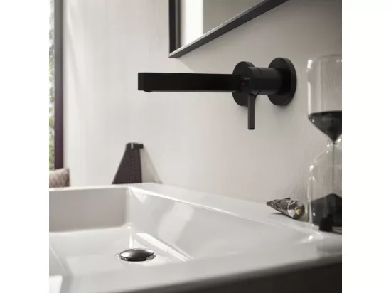 Mitigeur lavabo mural HANSGROHE Finoris bec 165 mm noir mat + nettoyant Briochin
