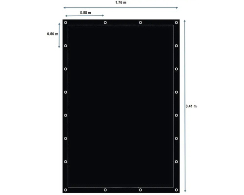 Bouwhekbescherming, bouwhekzeil 140 g/m² zwart 176 x 341 cm