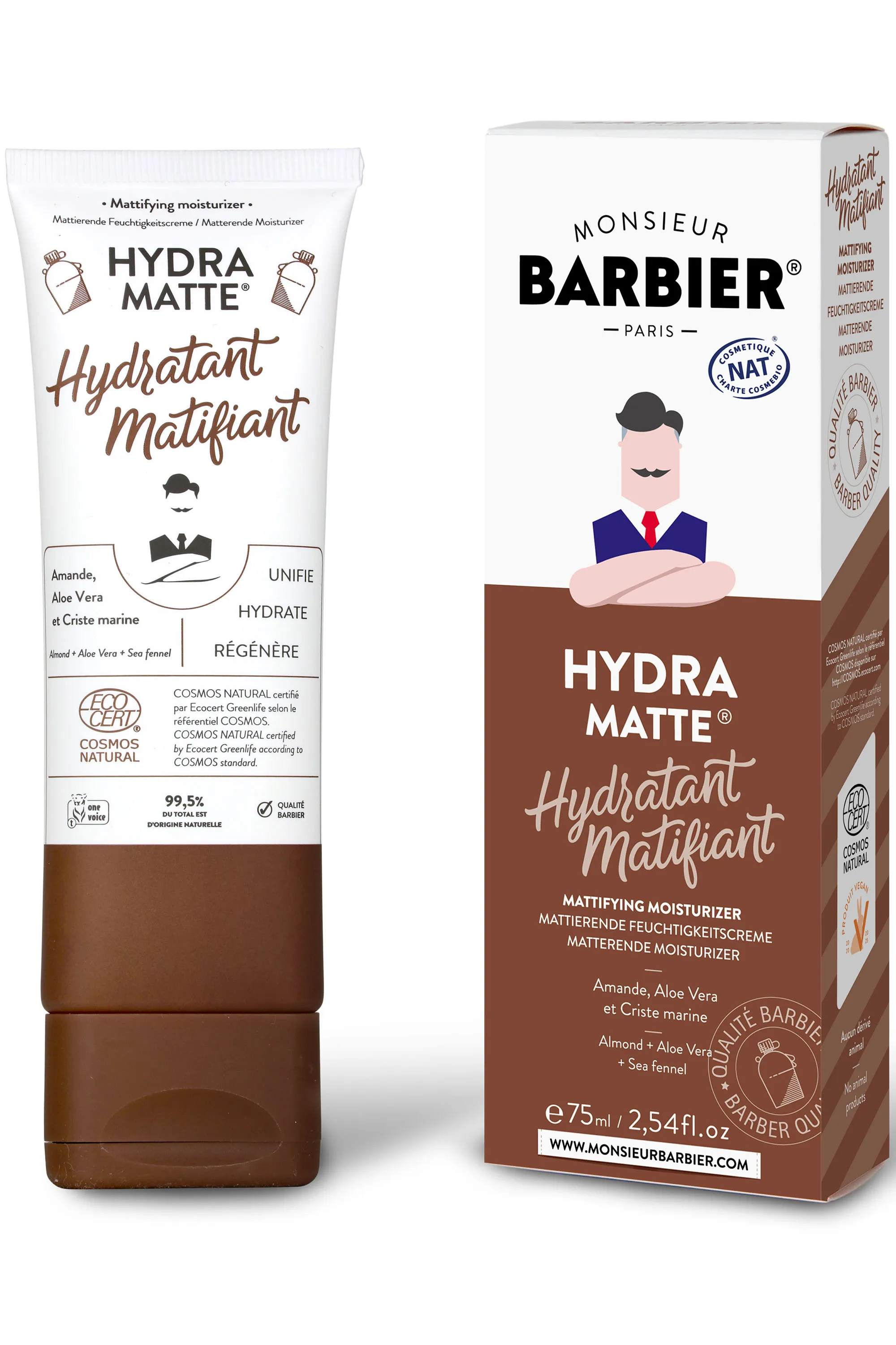 Monsieur Barbier Crème hydratante et matifiante visage homme Hydra Matte-75 ml