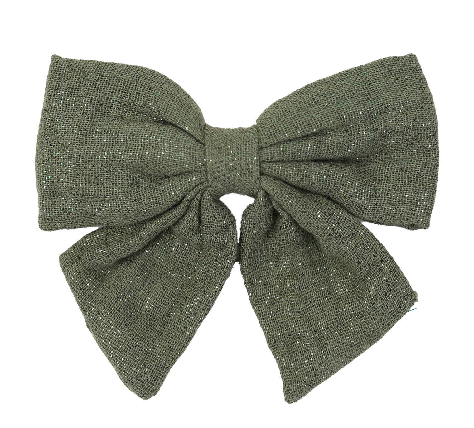 Barrette Noeud Papillon Gaze Pailletée Kaki