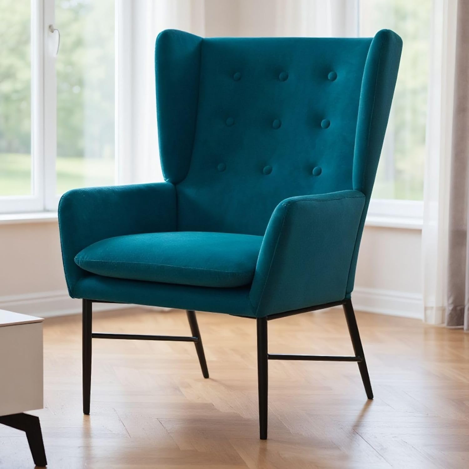 chairus Einzelsofa Loungesessel Samt Polsterstuhl mit  Armlehne Gepolstert Wannenstuhl Seitenstuhl für Balkon Wohnzimmer (Teal)