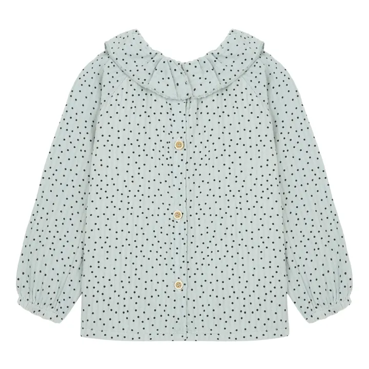 Búho Blouse Coton Bio Pois | Bleu gris