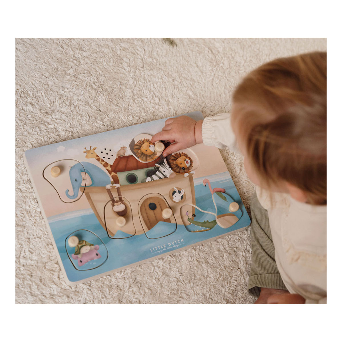 Little Dutch Houten Geluiden Noppenpuzzel Ark van Noach FSC, 7st.