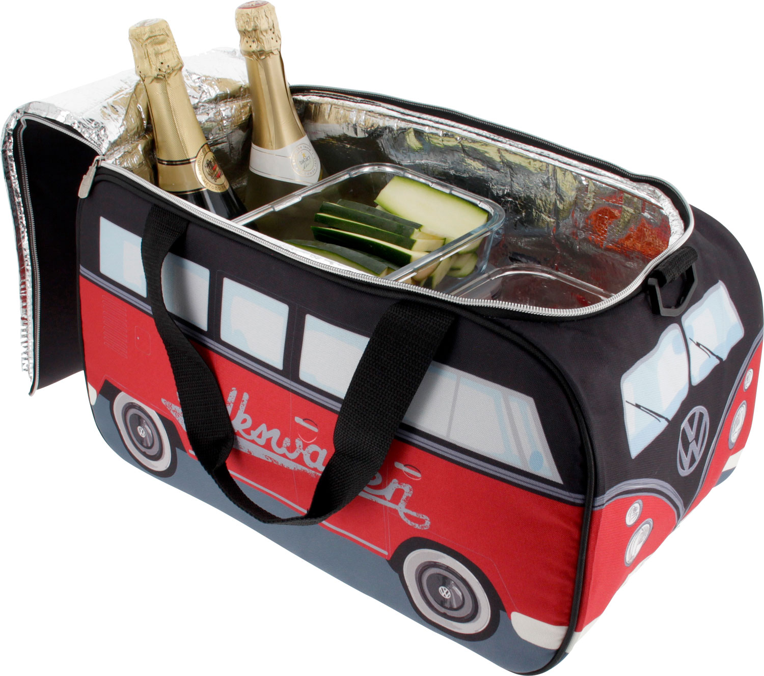 VW Collection Kühltasche 25 Liter in T1 Bulli Format Rot / Schwarz