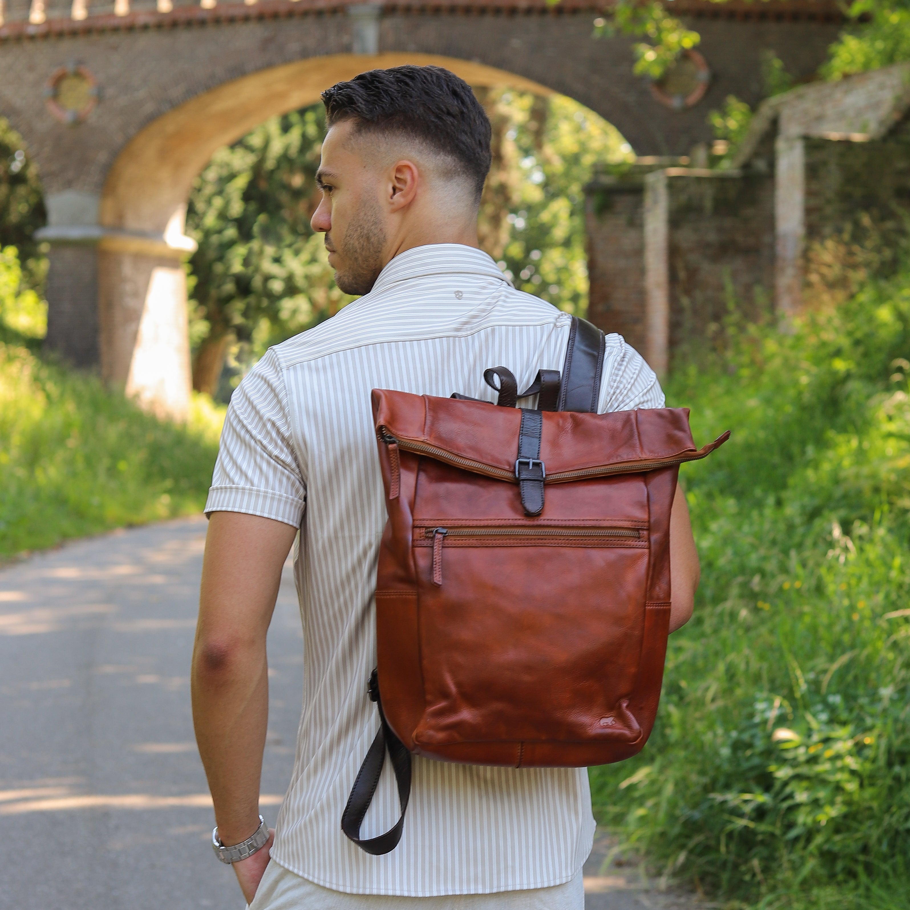 Rugzak 'Rick' cognac/bruin Donkerbruin/cognac/bruin