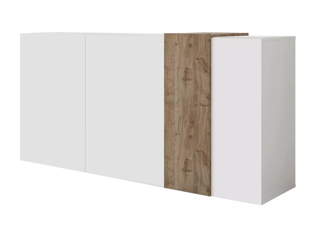 Buffet avec 3 portes - Blanc et naturel clair - CAYNO