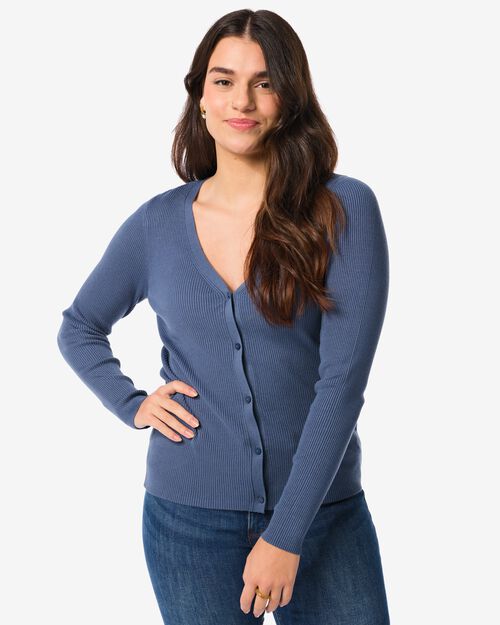 gilet en maille femme côtelé Ornella bleu