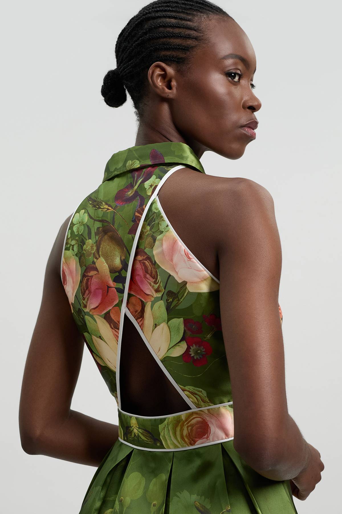 KarenMillen Robe Maxi À Col En Twill Fleuri Petite