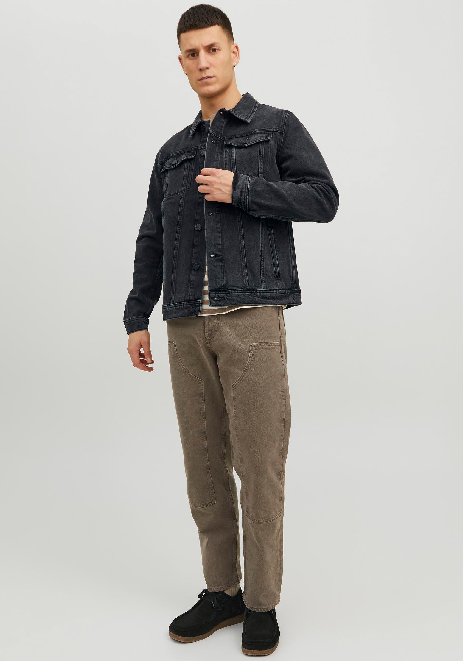 Jack & Jones Jeansjacke »JJIJEAN Jeansjacke mit Windschutz, stylisch und angenehm tragbar« Abriebeffekte, modisch, regular fit, Baumwolle