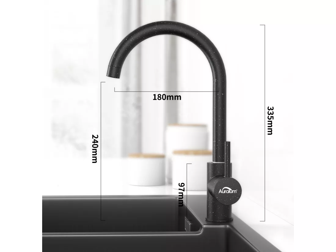 AuraLum Max Robinet Cuisine,Mitigeur Evier Poignée Unique,Rotatif 360°, Mitigeur Cuisine Eau Froide Chaude,Aérateur Démontable,Blanc ,EU Modèle