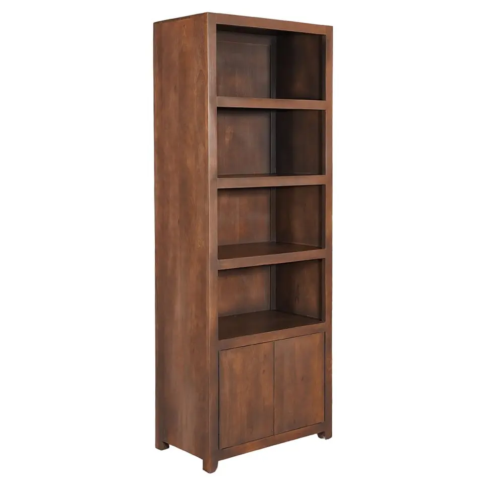 Mangohoutonline - Wandkast Phoenix 80cm Walnoot 4 Open Vakken, 2 Deuren - Mahom