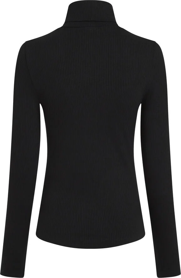Tommy Hilfiger SLIM 5X2 RIB ROLL-NK LS Black