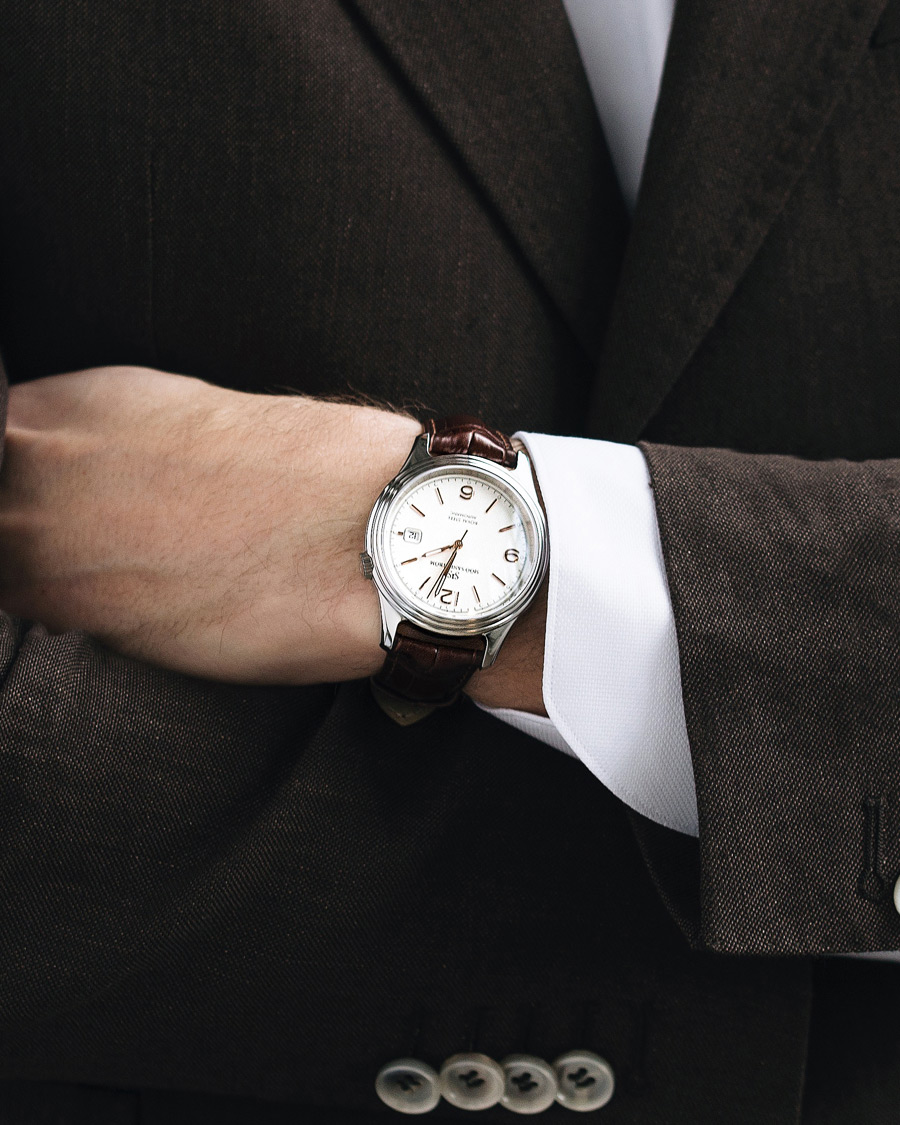 Sjöö Sandström Royal Steel Classic 41mm Ivory and Brown Alligator