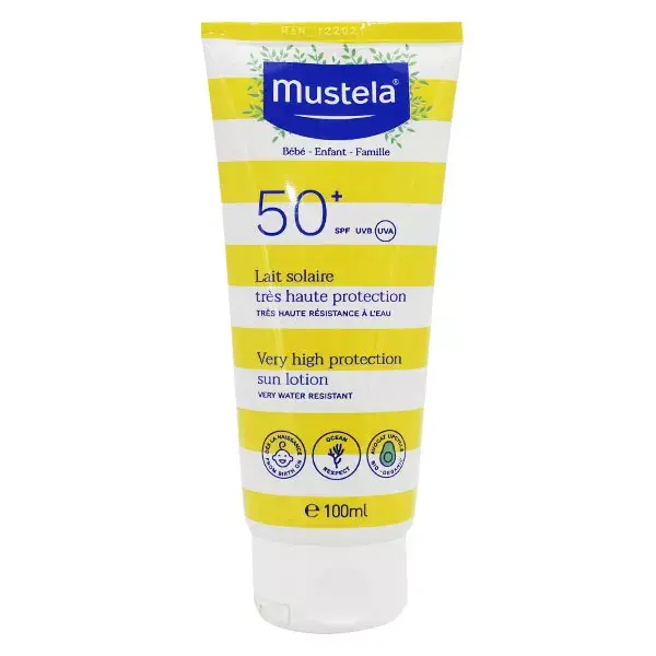 Protetor solar Mustela Very High Protection Leite FPS 50+ 100ml