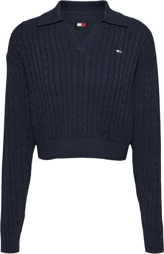 Tommy Hilfiger TJW CABLE RUGBY SWEATER Dark night navy melange