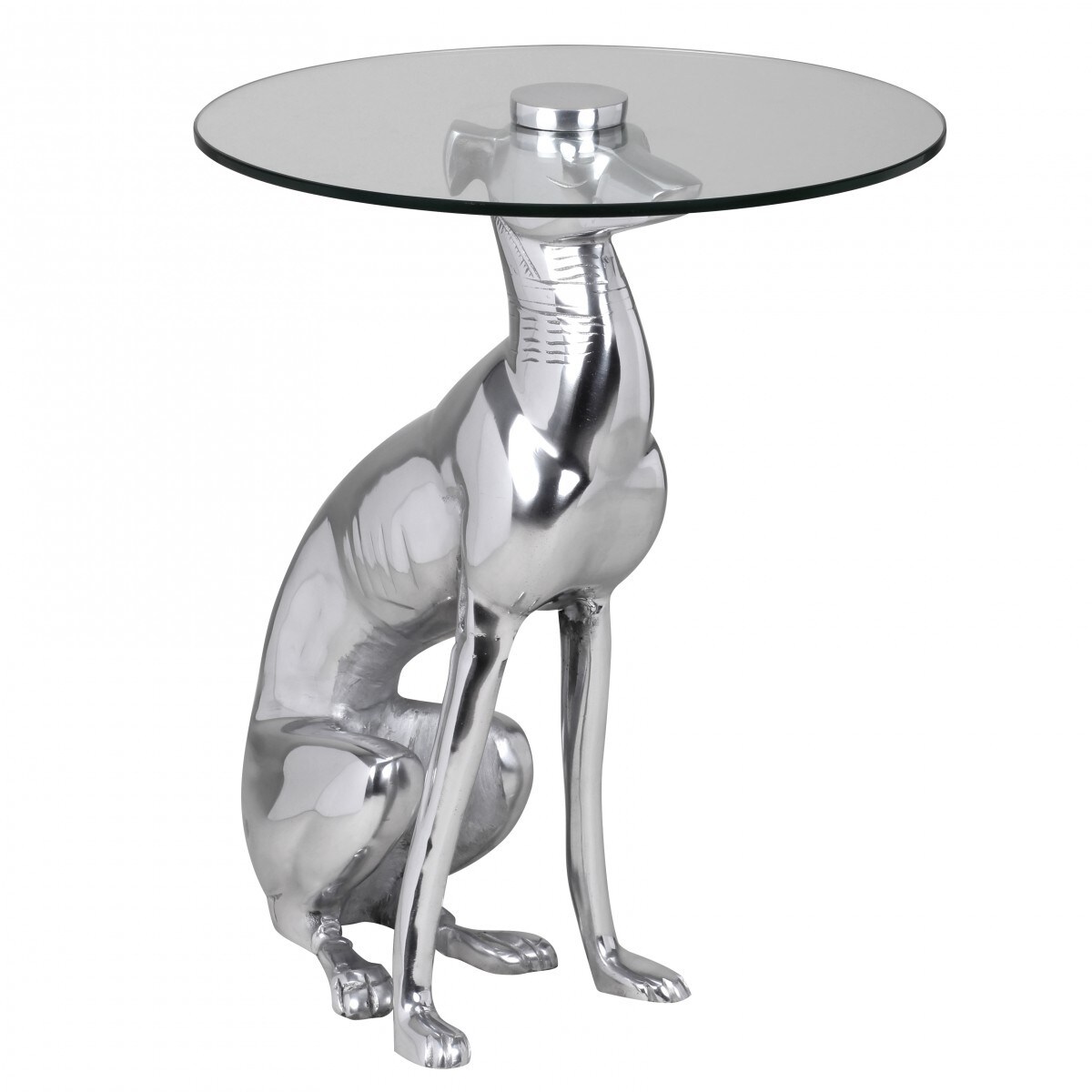 FineBuy Design Skulptur Deko Beistelltisch Figur aus Aluminium Farbe Silber
