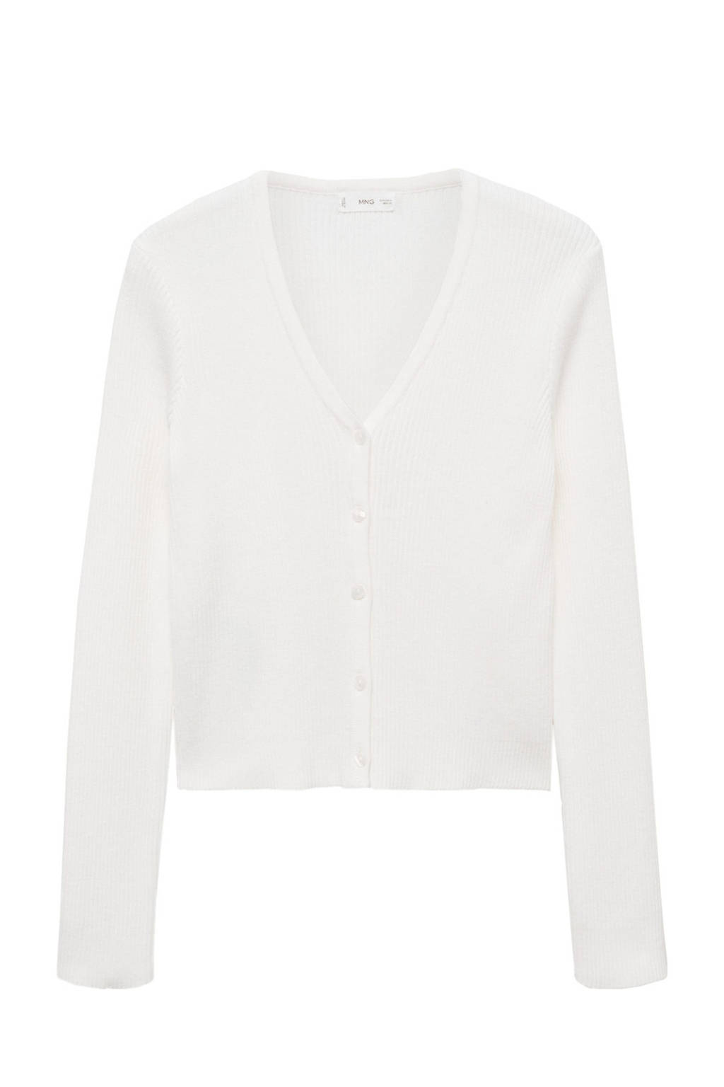 MANGO TEEN fijngebreid vest wit