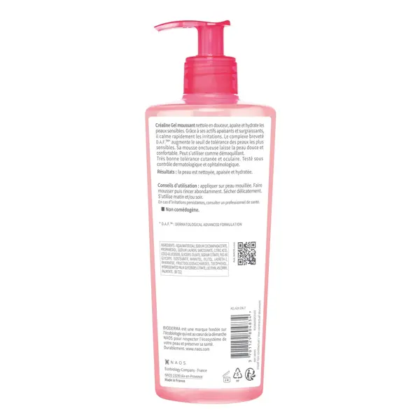 Bioderma Créaline Gel Moussant nettoyant visage Peaux sensibles 500ml