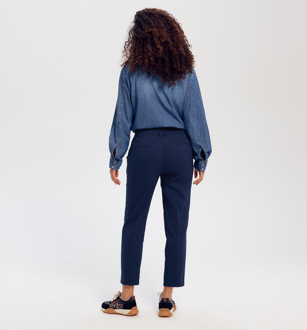 Pantalon cigarette uni Femme - Marine