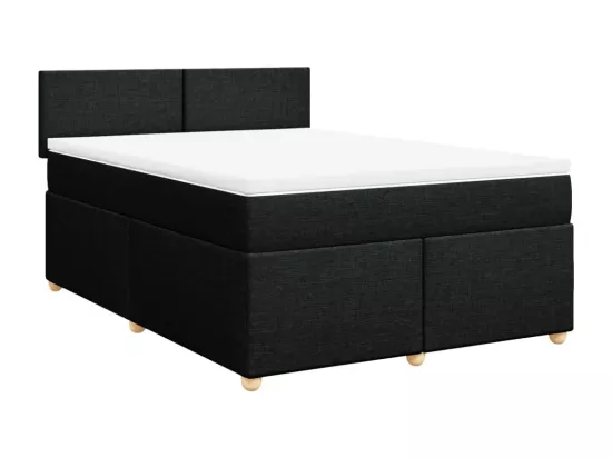 Sommier à lattes de lit avec matelas Noir 140x190 cm Tissu