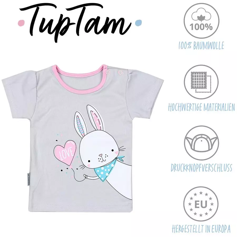 TupTam Baby Mädchen Kurzarm T-Shirt 5er Set rosaweiß
