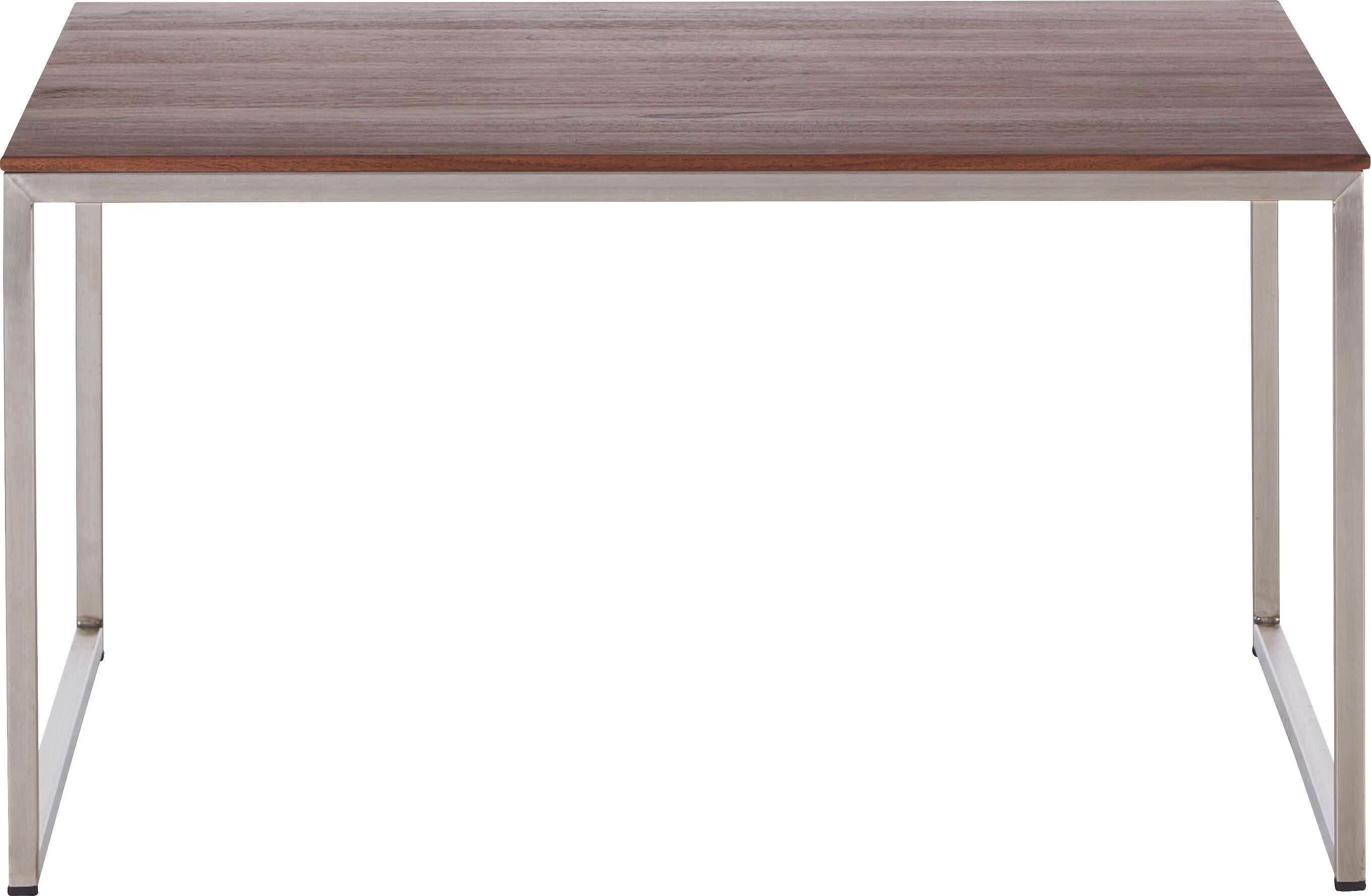 AVEA Salontisch - Nussbaum massiv / Edelstahl / B: 65.0 cm x T: 65.0 cm x H: 36.0 cm