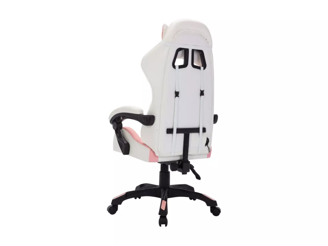 Fauteuil de jeux vidéo avec LED RVB Rose et noir Similicuir
