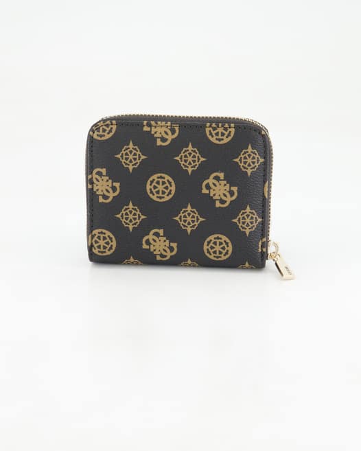 Guess Laurel SLG Small Zip Around Portemonnaie in Braun