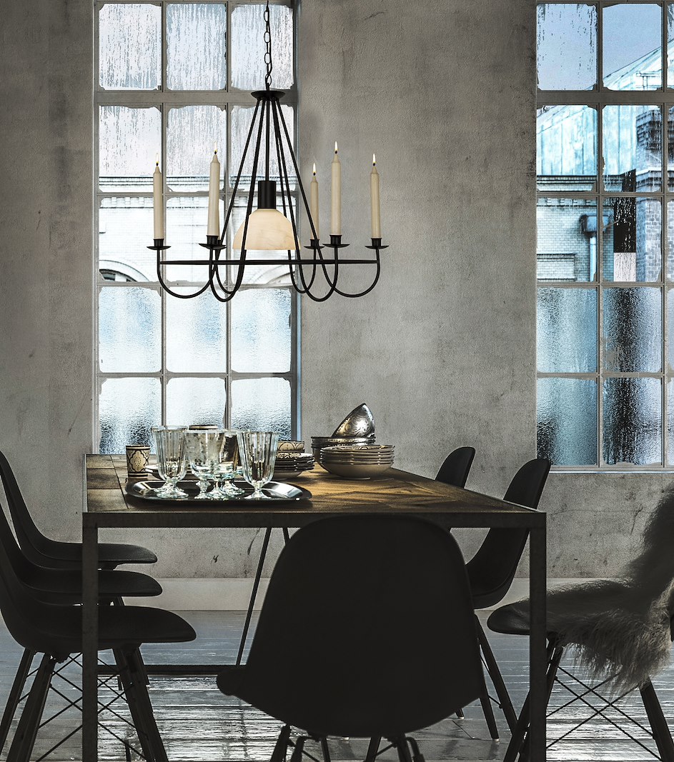 Kronoberg takkrone Svart med lysholdere E27