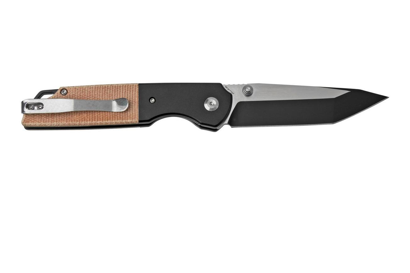 Kansept Warrior T1005T5 Black Tanto, Brown Micarta zakmes, Kim Ning design
