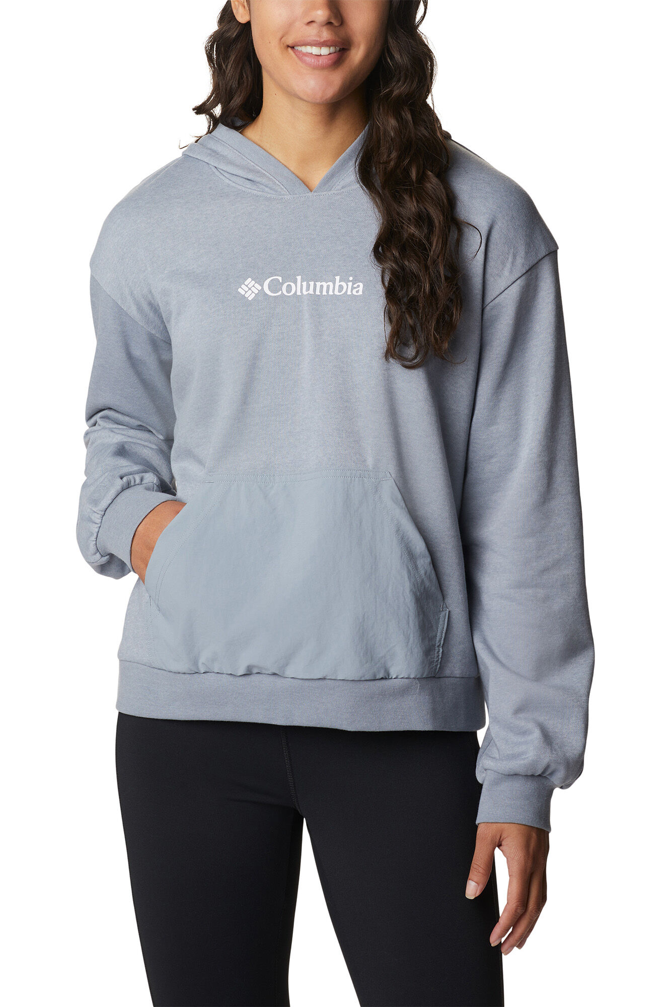 Moletom feminino Columbia Logo™ III com capuz e forro de lã francesa - Cinza