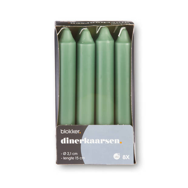 Blokker Dinerkaars - 8 stuks - 15 cm - Kiezelgroen