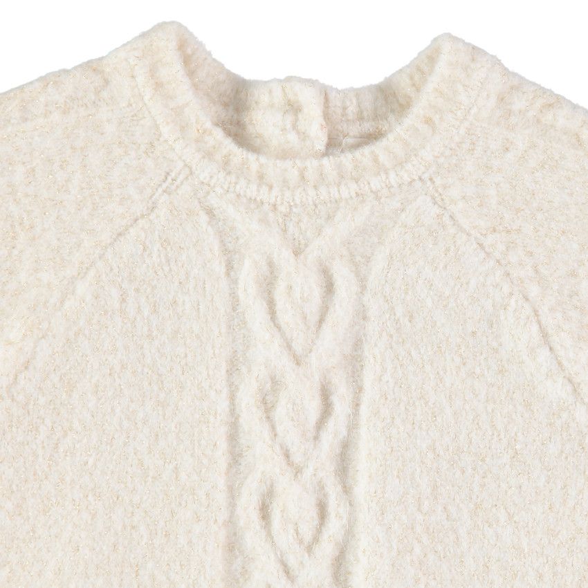 Pull en tricot torsadé pour bébé fille - Ecru