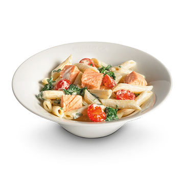 Lachs-Pasta mit Blattspinat