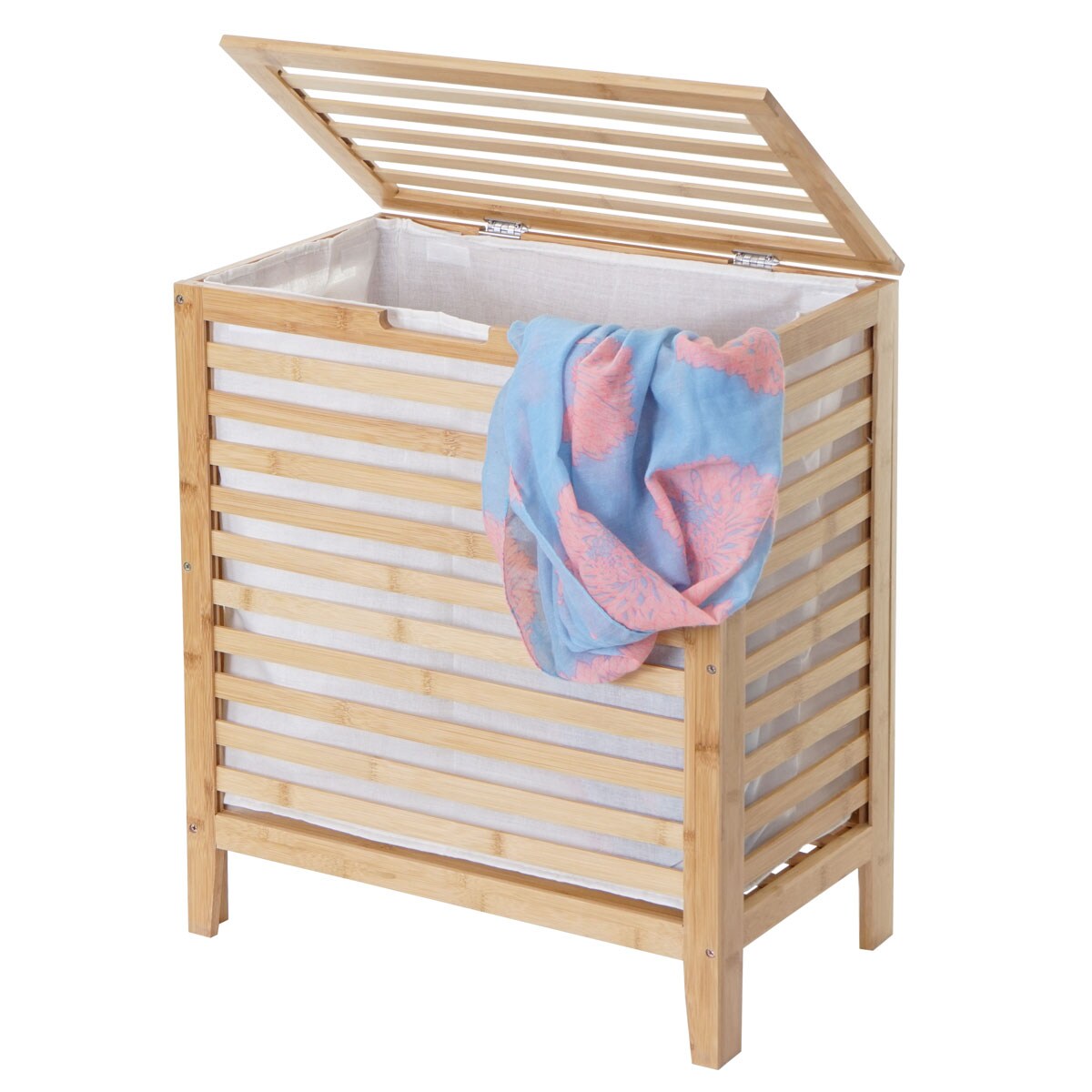 Wäschekorb MCW-B92, Laundry Wäschetruhe Wäschebox Wäschesammler Wäschebehälter Wäschetonne, Bambus 61x51x31cm 65l