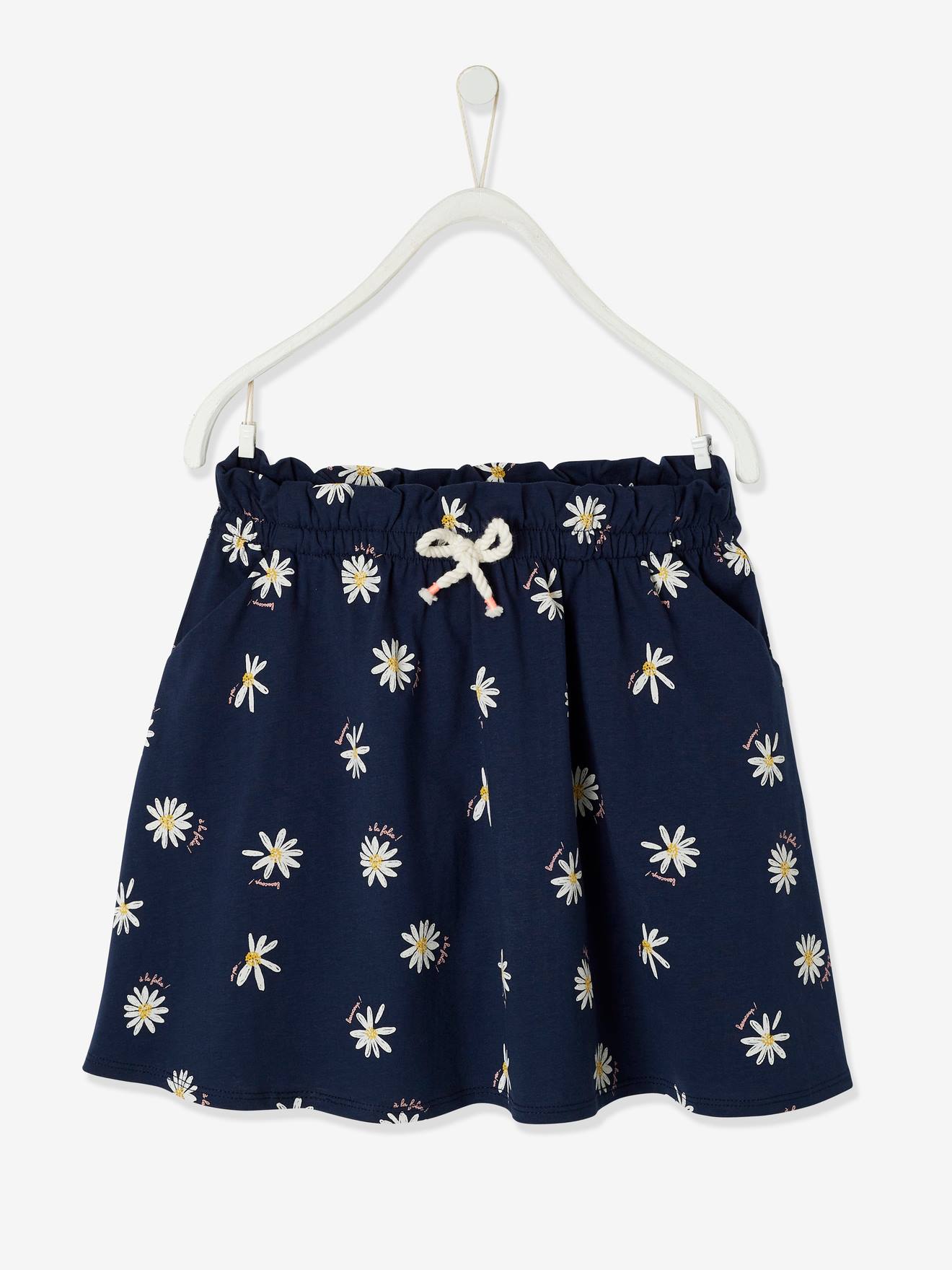 Saia estampada para meninas, estampa azul vibrante