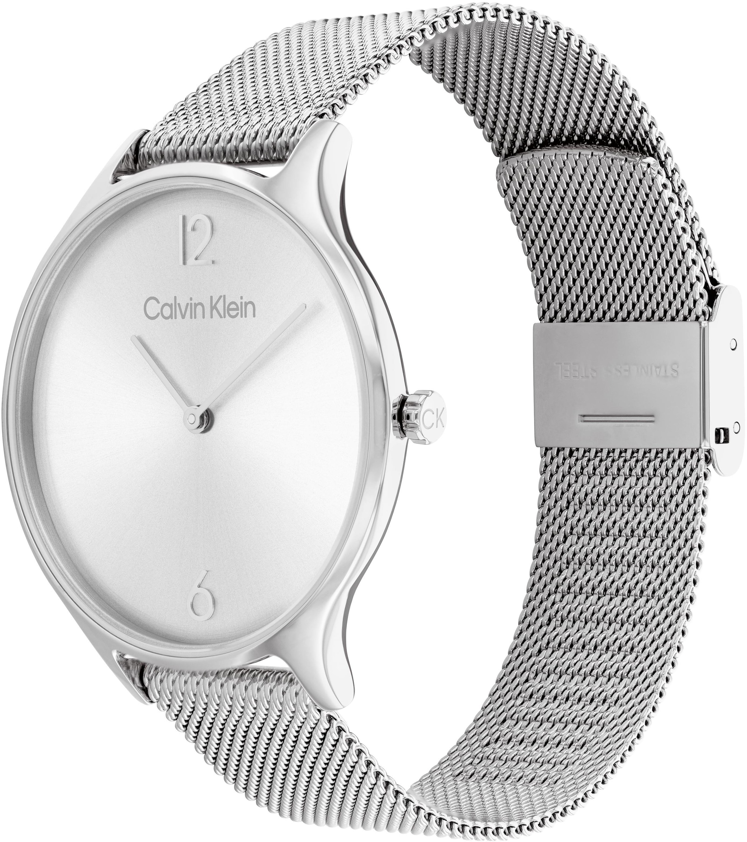 Calvin Klein Quarzuhr »TIMELESS 2H« Armbanduhr, Damenuhr, Mineralglas, Edelstahlarmband