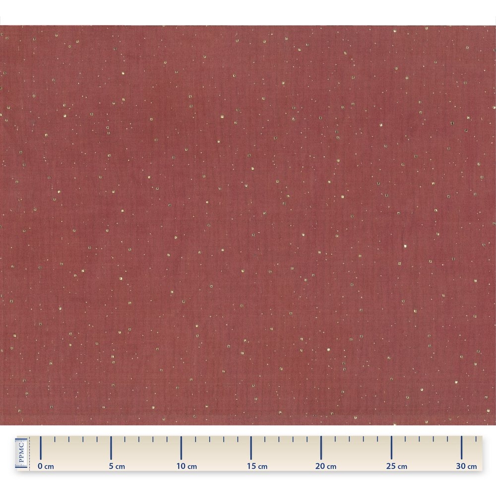 Coupon Tissu 1 M Gaze Pois Or Rouille