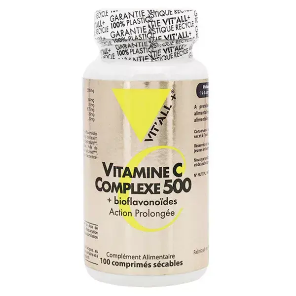 Vit'all+ Complexo de Vitamina C 500 mg, 100 comprimidos sulcados