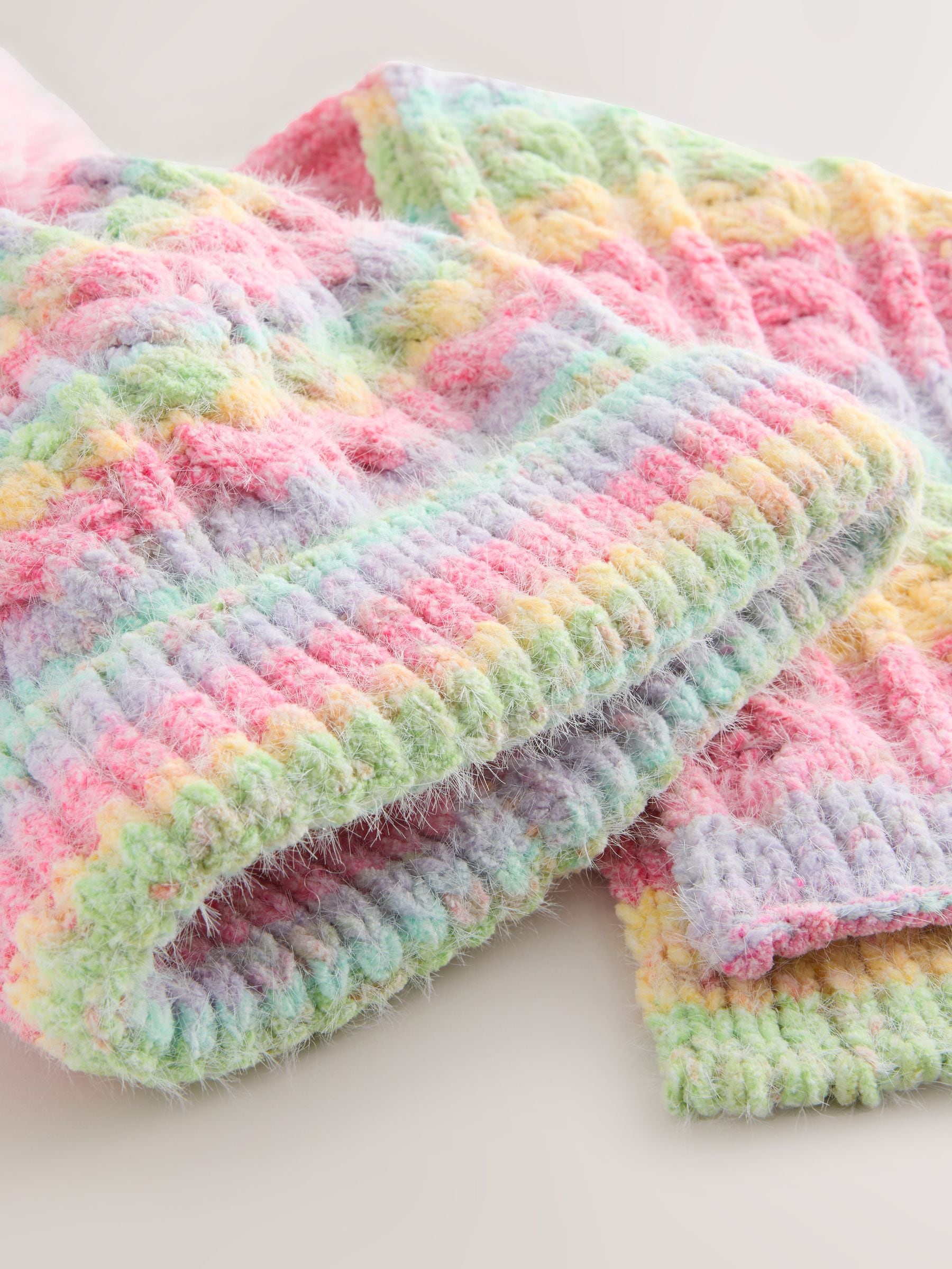 Roze met regenboogprint - Set van beanie en snood (1-13jr)