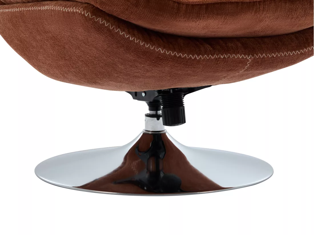 Fauteuil pivotant en tissu texturé terracotta ILMACA